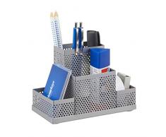 Relaxdays Organizador de Escritorio con 4 Compartimentos, Metal, 11 x 16 x 8 cm