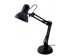 Velamp Charleston Mesa con Brazo articulado. E27, Compatible con LED. Estudio, hogar, Lectura, lÃ¡mpara de Escritorio, 6 W, Negro