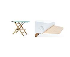 Foppapedretti Assai Tabla de Planchar, Natural + ilMollettone Forro Tabla de Planchar, Acero Inoxidable, Blanco