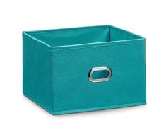 Zeller 14408 - Caja de almacenaje de tela, plegable, 24 x 23 x 16 cm, color petróleo
