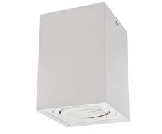 Maclean MCE426 W Foco de Techo Orientable con Casquillo GU10 para LÃ¡mparas LED y HalÃ³genas Hasta 40W Aluminio IP20 (Blanco, 1x Unidad - Cuadrado)