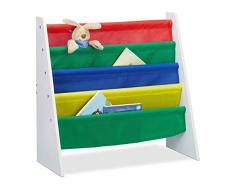 Relaxdays LibrerÃa Infantil, Mueble de almacenaje de Juguetes, MDF+Poliéster, Multi-Color