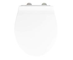 WENKO Tapa de WC Premium Orani - Asiento de inodoro antibacteriano, con dispositivo automÃ¡tico de descenso, sujeciÃ³n higiÃ©nica de acero fino inoxidable Fix-Clip, Duroplast, 38 x 44 cm, Blanco