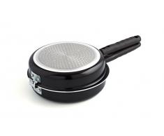 Quid Gastro Fun - Sartén doble para tortilla, 20 cm, aluminio estampado, color negro