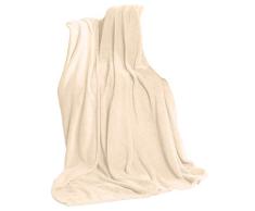 CelinaTex Manta mullida de 150 x 200 cm, Color Crema y Blanco, Manta para sofá, Manta de Microfibra Suave, Forro Polar, con Certificado Ãko-Tex, para TV