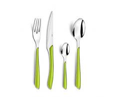 Amefa ECLAT Juego 6 Personas, Pulido e Inoxidable, Asas, Apto para lavavajillas, Cubiertos de Colores, Acero plástico, Verde/Plateado, 24-Teilig