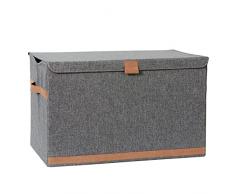 LOVE !T STORE !T Baúl prémium extra grande con tapa. Caja organizadora con funda de tela, 62 x 37,5 x 39 cm, extra fuerte reforzada con MDF, color gris, 676621