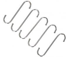 KitchenCraft Juego de 5 Ganchos Colgadores Largos para Utensilios de Cocina de Metal Cromado, 13 cm