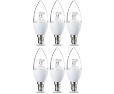 Amazon Basics Bombilla LED E14, 6W (equivalente a 40W), Blanco CÃ¡lido, Regulable- 6 unidades