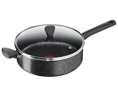 Tefal Brut C2643352 SartÃ©n honda con tapa 26 cm, revestimiento antiadherente con minerales, resistencia y durabilidad reforzadas, apto para todo tipo de cocinas, paredes gruesas