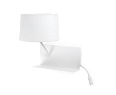 Faro Barcelona 28415 - HANDY Lámpara Aplique (bombilla incluida) LED, 20W^3W, cuerpo y lector acero pantalla textil blanca, color blanco