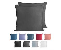 Komfortec Juego de 2 fundas de almohada 100% algodÃ³n de 40 x 40 cm, funda de almohada de punto supersuave de primera calidad de 150 g/mÂ², funda de almohada, antracita