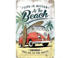 Nostalgic-Art 22277 Volkswagen Bulli de Beach | Retro Cartel de Chapa | Vintage de Cartel, decoración de Pared, Metal, 20 x 30 cm, Multicolor, 20 x 30 x 0.2 cm