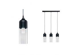 Paulmann Neordic Vanja - Lámpara de techo colgante para bombillas E27 (230 V, cristal y metal, sin bombilla), vidrio, gris, 3er-Pendel 230volts