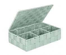 Wenko Adria - Cesta con tapa para accesorios de baño de, polipropileno, verde menta, 26 x 17 x 7,5 cm