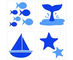 Plage 260512 Adhesivos de decoraciÃ³n para Azulejos Smooth, Mar, 4 Hojas, 14,5 x 14,5 cm