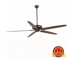 Faro Barcelona 33363 - NISOS Ventilador de techo color marrón sin luz, aluminio y madera mdf, 5 palas
