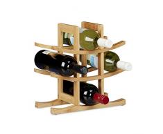 Botellero Relaxdays de bambú, para 9 botellas estándar, diseño original, independiente, 4,5 x 30 x 30 cm, natural