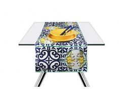 Excelsa Amalfi Camino de Mesa, 100% algodÃ³n, Amarillo y Azul, 45 x 140 cm