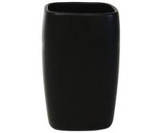 Spirella 7x7x11 cm, Negro colección Retro, Portacepillos de Dientes, Gres