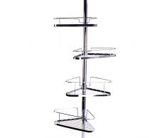 MSV Servicio de Ducha telescÃ³pico con estanterÃ­as, Metal, Plateado, 4 Estantes