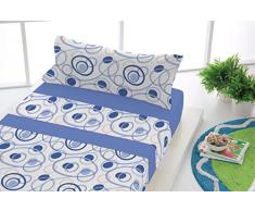 SABANALIA - Juego de sábanas Estampadas Dance | 3 Piezas | Funda de Almohada, Bajera Ajustable y sábana encimera | Cama 105 | Color Azul | (Disponible en Varios tamaños y Colores)