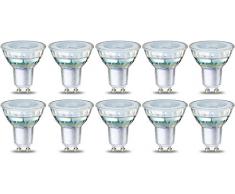 AmazonBasics - Bombilla de luz puntual GU10 tipo LED, 4 W (equivalente a 50 W), filamento transparente, paquete de 10
