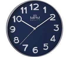 LecWec MPM - Reloj de Pared, Color Azul y Plateado