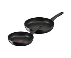 Tefal Juego 2 sartenes Hard Titanium Pro - Sartenes de 24/28 cm con revestimiento antiadherente duradero, indicador de temperatura, señal térmica, mango ergonómico, todas las cocinas incluso inducción