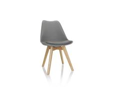 hjh OFFICE 661010 Juego de 4 sillas de Comedor Scandi Gris Patas de Madera Maciza Haya, Silla tapizada DiseÃ±o Retro