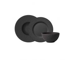 Villeroy & Boch Manufacture Rock Set bÃ¡sico Juego de vajilla, Platos Llanos Porcelana Premium, Negro (Rock), 6 piezas