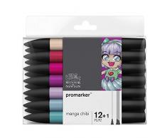 Winsor & Newton - Set de Rotuladores ProMarker, 12 + 1 Unidades, Manga Chibi