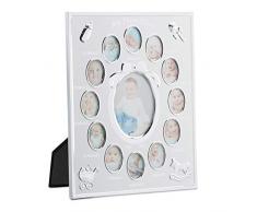 Relaxdays, Blanco, 29 x 24 cm Marco de Fotos de bebé, Primer año, 12 Meses, De pie