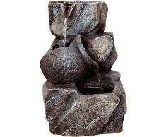 dobar 96400e Fuente Decorativa de polirresina en imitación de Piedra, Juego de Agua con Bomba para Interior, plástico, de Color Gris, 17,2 x 16,2 x 27 cm