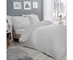 Sleepdown Waffle Teddy-Juego de Cama edredón y Fundas de Almohada (220 x 230 cm), Color Plateado, Poliéster, Plata, Matrimonio