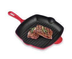 Velaze Sartén de hierro fundido para asar y servir, para barbacoa de gas, accesorios de barbacoa, cuenco para camping y familias, fácil limpieza, sin revestimiento