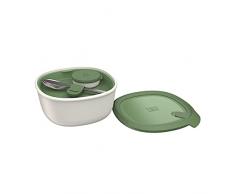 Berghoff 3950221 Conjunto Ensaladera Picnic, Bandeja Y Recipiente Para Salsa, Apto FrigorÃfico, Microondas, Lavavajillas, Blanco Verde
