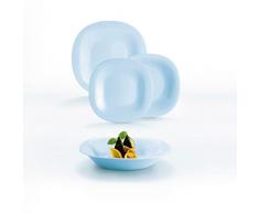 Luminarc Neo Carine Vajilla de Vidrio Opal para 6 Personas, 18 Piezas, Extra Resistente, Azul, Nuevo Modelo