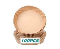 Papel para Hornear para Freidora de Aire, Qhou 100 Hojas Papel Frito al Aire Fácil de Limpiar Los Accesorios de Horneado de La Sartén de Aire para Horno de Vapor Microondas Freidora de Aire