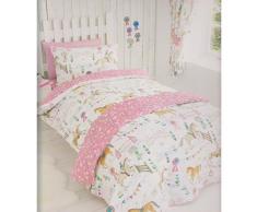 Kidz Club - Funda de edredón infantil, diseño de caballos, con 2 fundas de almohada, rosa, doble