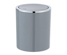 WENKO Cubo con tapa oscilante Inca gris 2 ltr. - Contenedor de basura con tapa oscilante Capacidad: 2 l, Plástico (ABS), 14 x 16.8 x 14 cm, Gris
