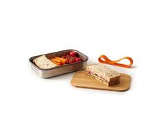 BLACK + BLUM Caja para sÃ¡ndwiches de Acero Inoxidable y bambÃº Natural, Color Negro y Azul, Acero Inoxidable, Naranja, Small
