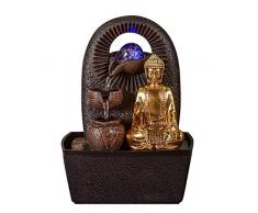 Zen Light - Fuente de Interior Buda Bhava - Decoración Zen y Feng Shui - Regalo Original - Iluminación LED multocolor - Escurso sobre 3 Niveles - 20 x 15 x 25 cm - Marrón Talla única
