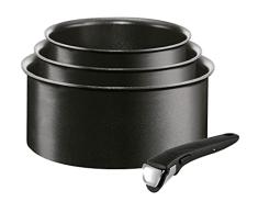 Tefal Ingenio Expertise - Juego de 3 Cazos + Mango extraÃble: Cazos de 16/18/20 cm de aluminio, mango intercambiable, sartenes antiadherentes, Titanium Excellence, Thermospot, apto todo tipo cocinas