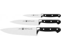 ZWILLING Juego de cuchillos, 3 piezas, cuchillo para manteca de cerdo, para carne, de chef, Mango especial de acero inoxidable/plÃ¡stico, Professional S