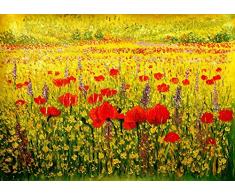 Cuadro Horizonte de amapolas. Lienzo pintado a mano Óleo sobre lienzo.