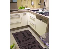 Misento Andiamo Alfombra de Cocina (Espresso Lavable Cocina Alfombra Certificado Oeko-Tex, Poliamida, marrón, 57 x 120 cm