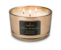RÃ¶mer Wellness Romocent - Vela aromÃ¡tica XXL Shiny Moments con 3 mechas en elegante cristal rosado. TamaÃ±o: 13 x 13 x 8 cm.