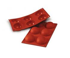 SF002 Molde de Silicona, 6 cavidades con Forma de Semi esferas, Color Terracota