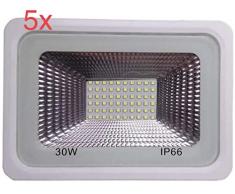 LED ATOMANT Pack 5x Proyector LED exteriores 30w, blanco frio (6500K), IP66, 3300 Lumenes reales. Foco jardin, 30 W